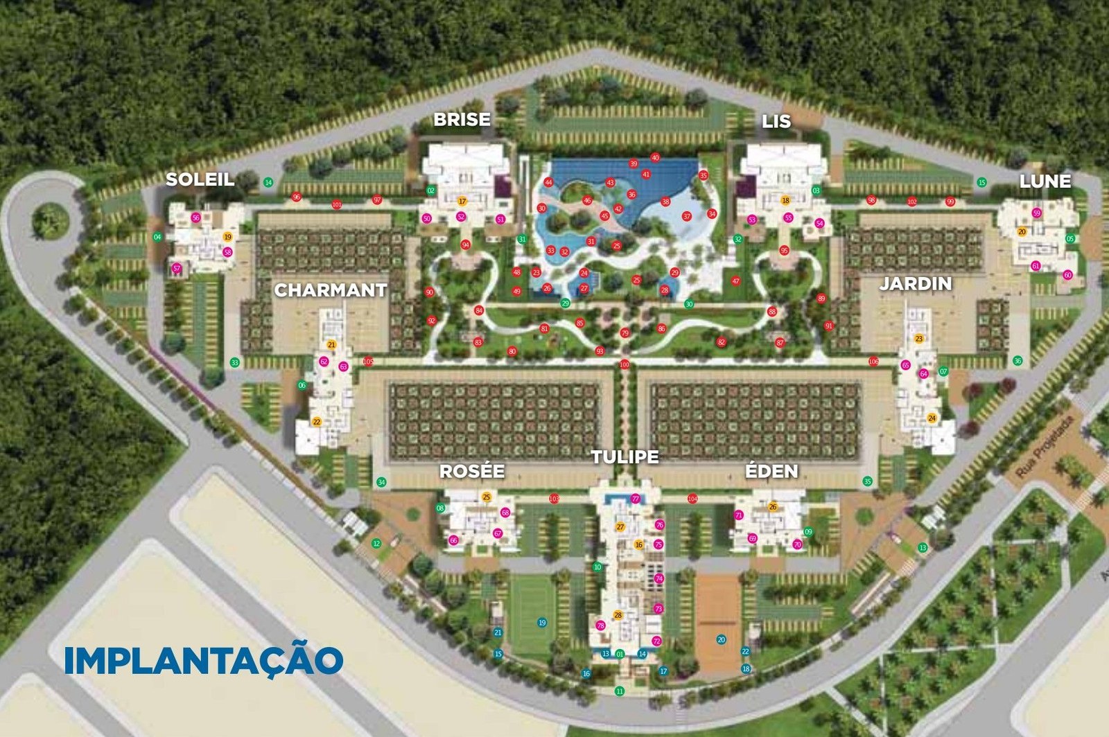 Le Parc Boa Viagem — planta de implantação com identificação das torres